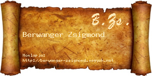 Berwanger Zsigmond névjegykártya
